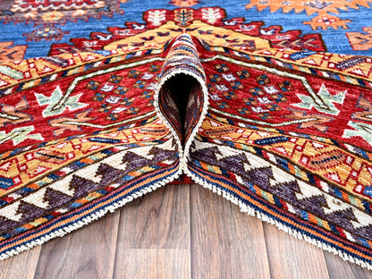 Blue 8'2" x 9'9" Kazak Hand knotted Wool Rug - Sku: O0549