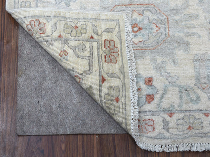 Ivory 2'7" x 9'7" Oushak And Peshawar Hand knotted Wool Rug - Sku: O055026