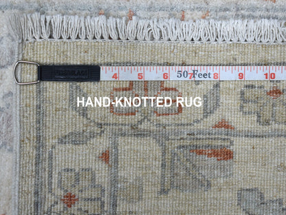 Ivory 2'7" x 9'7" Oushak And Peshawar Hand knotted Wool Rug - Sku: O055026