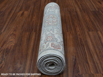 Peshawar Oushak hand-knotted wool runner in Ivory, 2'6" x 9'10" — SKU O055147 (view 4)
