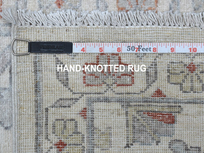 Ivory 2'6" x 9'10" Oushak And Peshawar Hand knotted Wool Rug - Sku: O055147