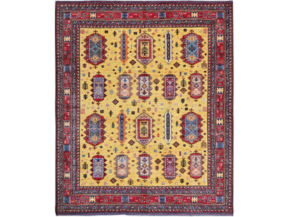 Yellow 8'3" x 9'8" Tribal Hand knotted Wool Rug - Sku: O0551