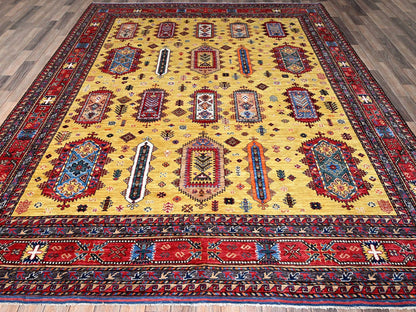 Yellow 8'3" x 9'8" Tribal Hand knotted Wool Rug - Sku: O0551
