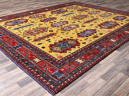 Yellow 8'3" x 9'8" Tribal Hand knotted Wool Rug - Sku: O0551