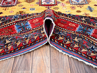 Yellow 8'3" x 9'8" Tribal Hand knotted Wool Rug - Sku: O0551