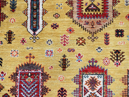 Yellow 8'3" x 9'8" Tribal Hand knotted Wool Rug - Sku: O0551