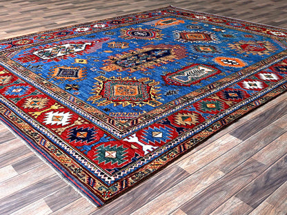 Blue 8'1" x 9'10" Kazak Hand knotted Wool Rug - Sku: O0552
