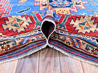 Blue 8'1" x 9'10" Kazak Hand knotted Wool Rug - Sku: O0552
