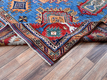 Blue 8'1" x 9'10" Kazak Hand knotted Wool Rug - Sku: O0552