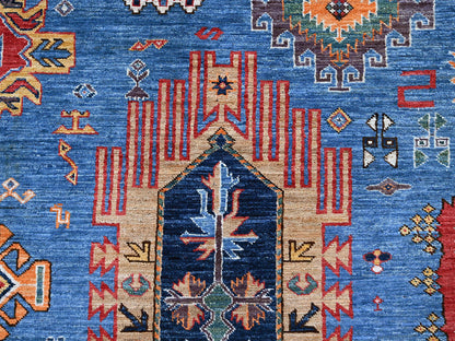 Blue 8'1" x 9'10" Kazak Hand knotted Wool Rug - Sku: O0552