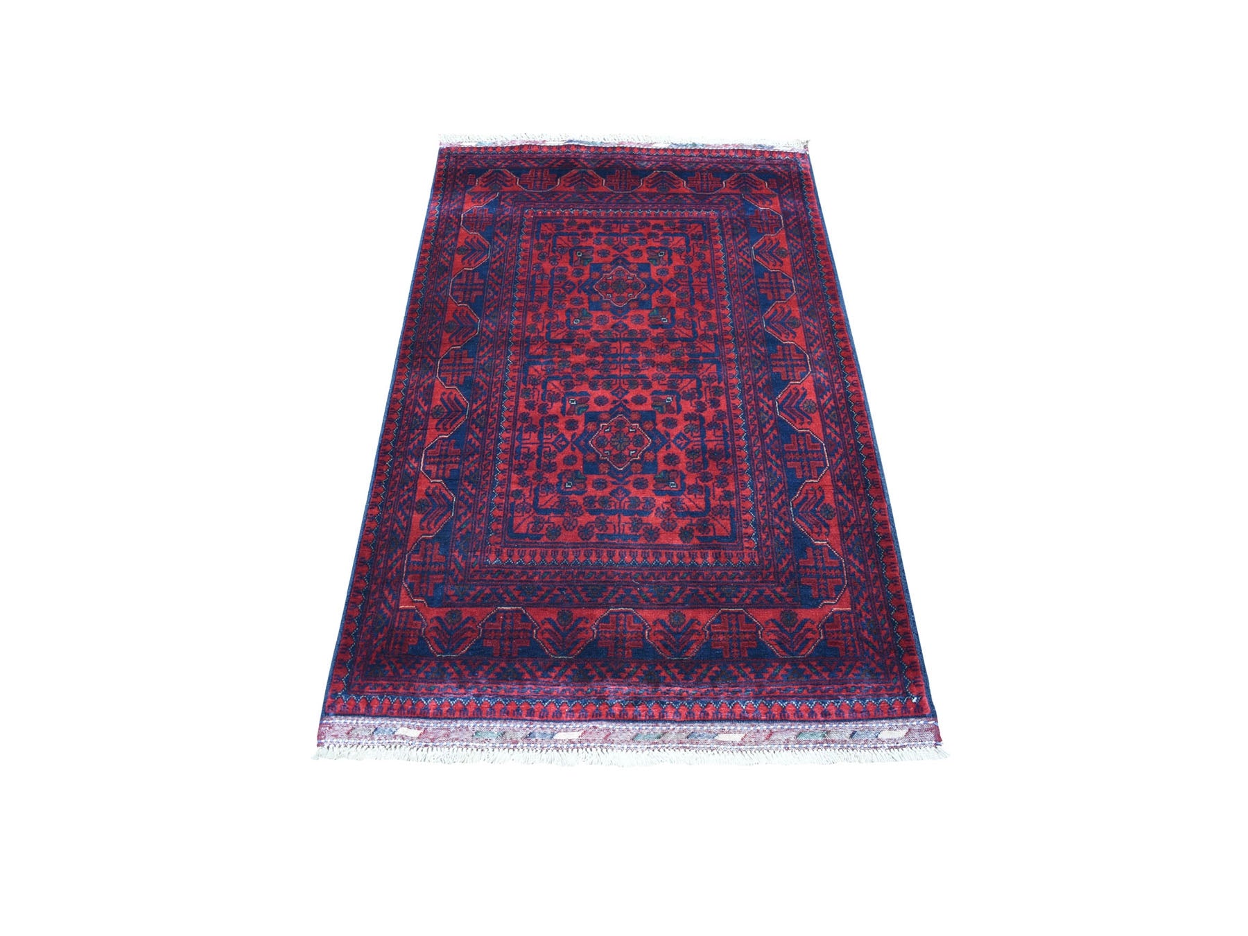 Tribal & Geometric hand-knotted wool rug in Red, 3'3" x 5' — SKU O055365