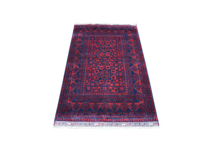 Red 3'3" x 5'0" Tribal Hand knotted Wool Rug - Sku: O055365