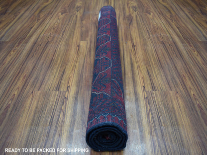Tribal & Geometric hand-knotted wool rug in Red, 3'3" x 5' — SKU O055365 (view 4)