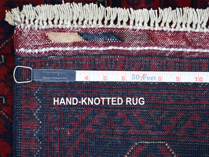 Red 3'3" x 5'0" Tribal Hand knotted Wool Rug - Sku: O055365