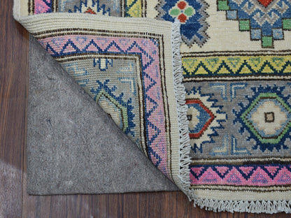Ivory 3'2" x 4'10" Kazak Hand knotted Wool Rug - Sku: O055402