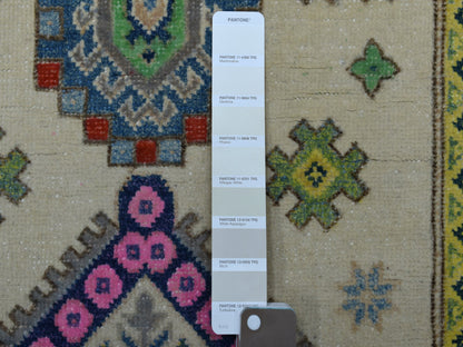 Ivory 3'2" x 4'10" Kazak Hand knotted Wool Rug - Sku: O055402