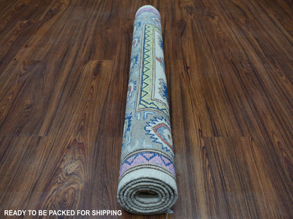 Ivory 3'2" x 4'10" Kazak Hand knotted Wool Rug - Sku: O055402