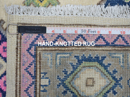 Ivory 3'2" x 4'10" Kazak Hand knotted Wool Rug - Sku: O055402