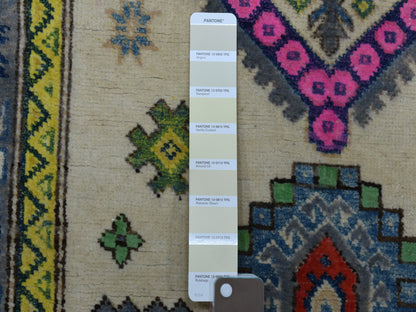 Ivory 3'1" x 4'9" Kazak Hand knotted Wool Rug - Sku: O055410