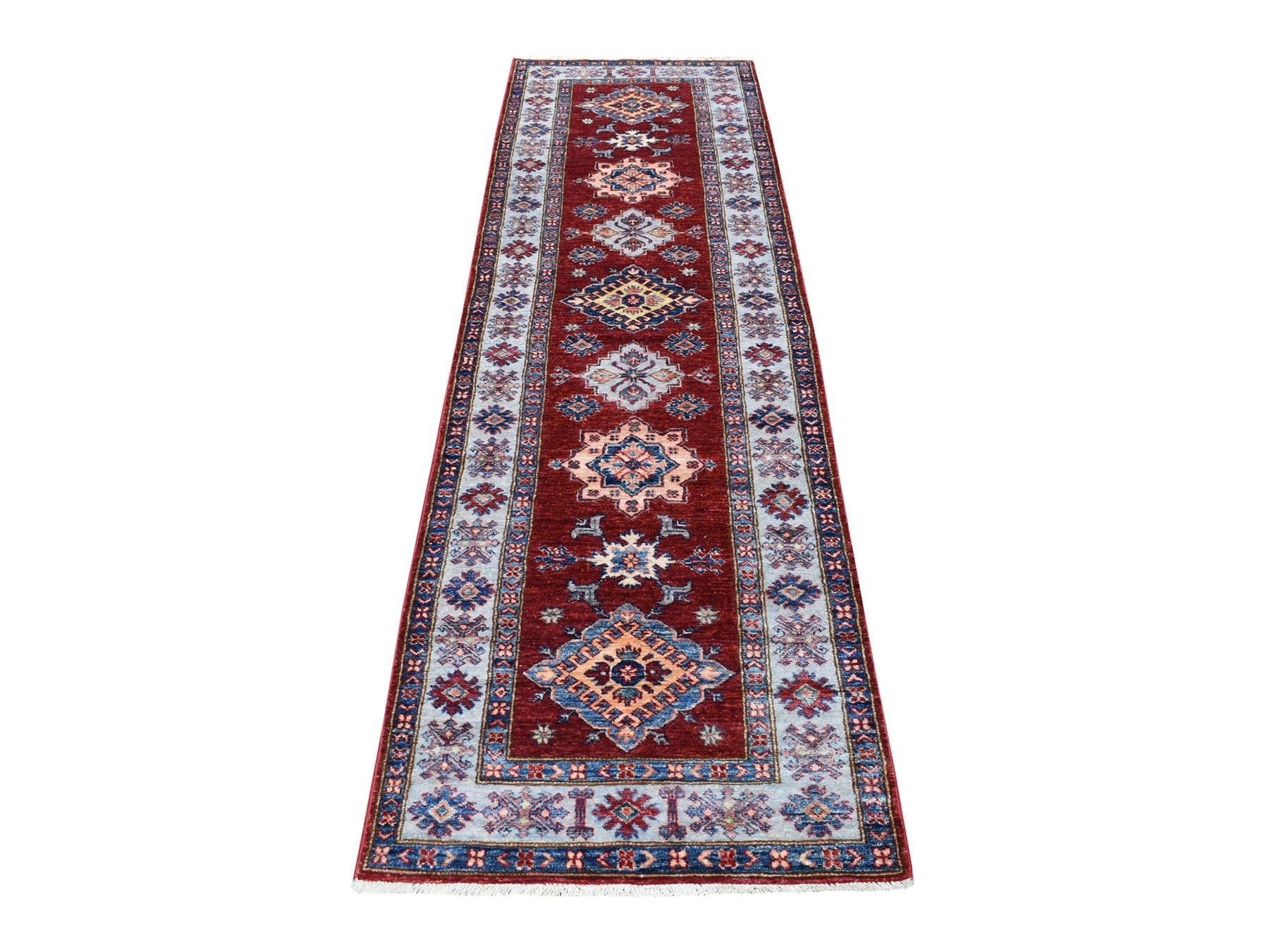Red 2'7" x 8'6" Tribal Hand knotted Wool Rug - Sku: O055536