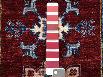 Red 2'7" x 8'6" Tribal Hand knotted Wool Rug - Sku: O055536