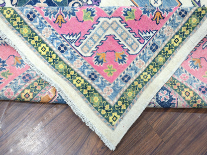 Pink 8'10" x 11'6" Tribal Hand knotted Wool Rug - Sku: O055538
