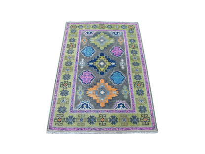 Grey 3'2" x 4'9" Tribal Hand knotted Wool Rug - Sku: O055545