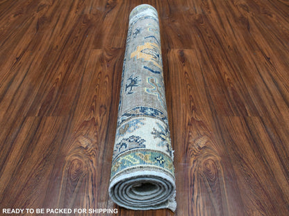 Grey 3'3" x 5'0" Tribal Hand knotted Wool Rug - Sku: O055555