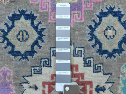 Grey 2'7" x 7'10" Tribal Hand knotted Wool Rug - Sku: O055574