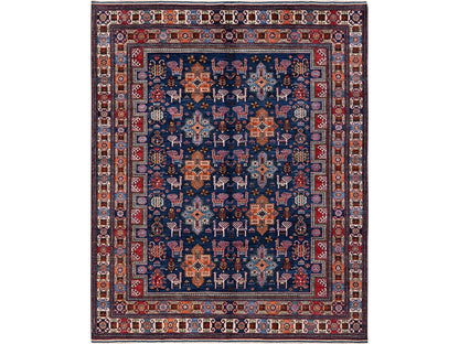 Blue 8'4" x 9'6" Kazak Hand knotted Wool Rug - Sku: O0555