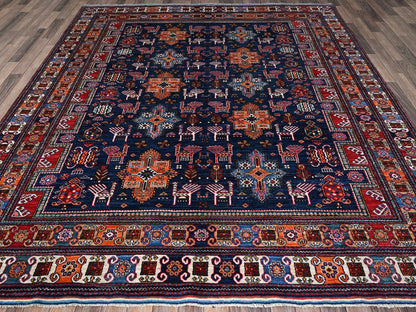Blue 8'4" x 9'6" Kazak Hand knotted Wool Rug - Sku: O0555