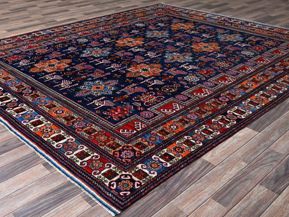 Blue 8'4" x 9'6" Kazak Hand knotted Wool Rug - Sku: O0555