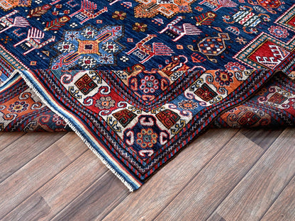 Blue 8'4" x 9'6" Kazak Hand knotted Wool Rug - Sku: O0555