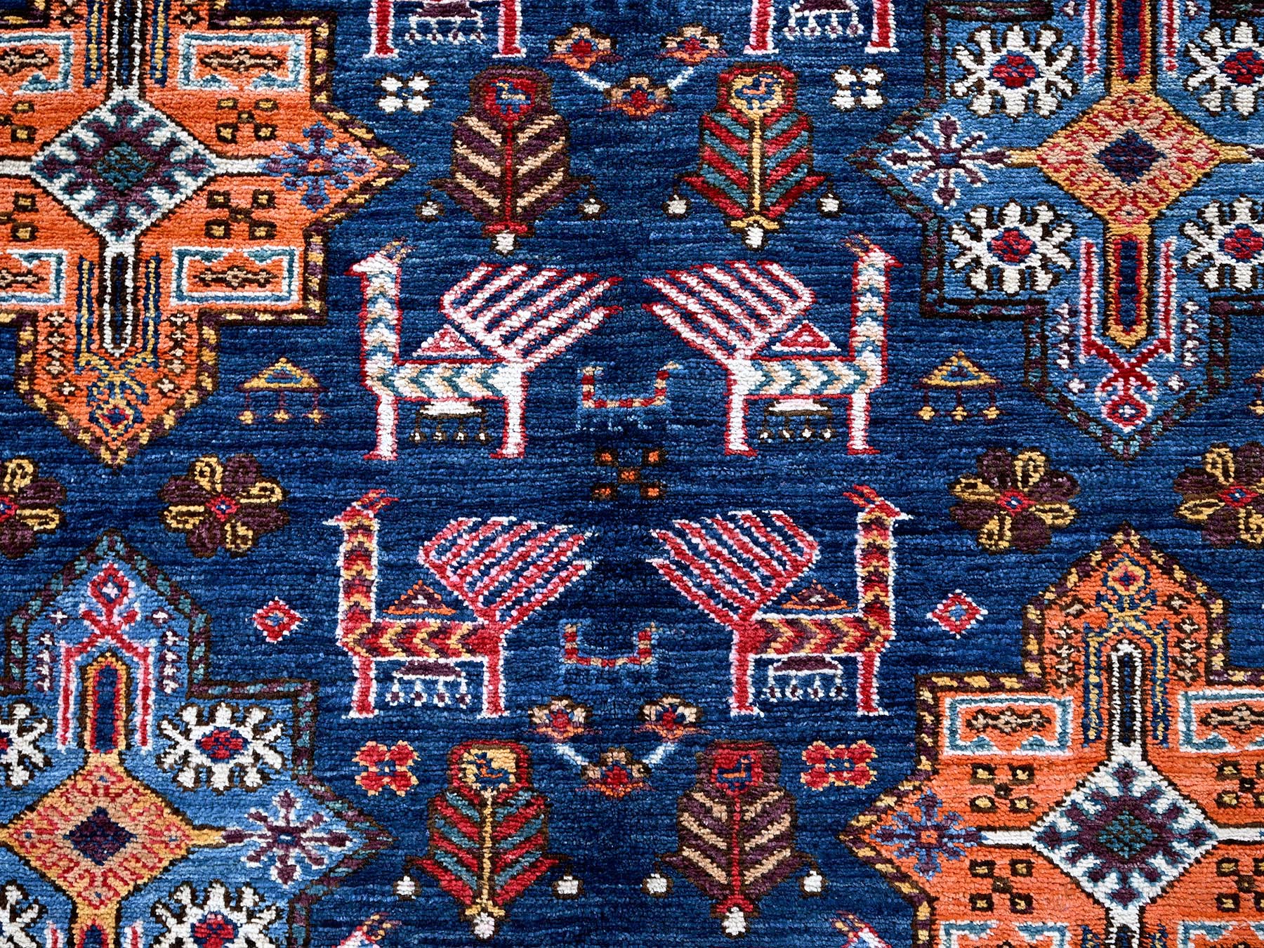 Ersari Kazak hand-knotted wool rug in Blue & Multicolor, 8'4" x 9'6" — SKU O0555 (view 8)