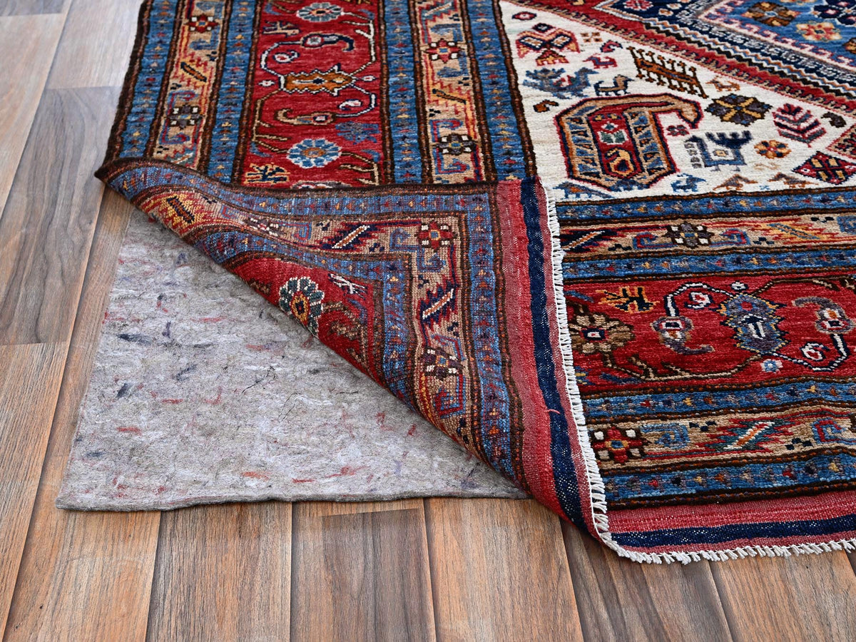 Ersari Kazak hand-knotted wool rug in Red, 8'3" x 9'11" — SKU O0556 (view 4)