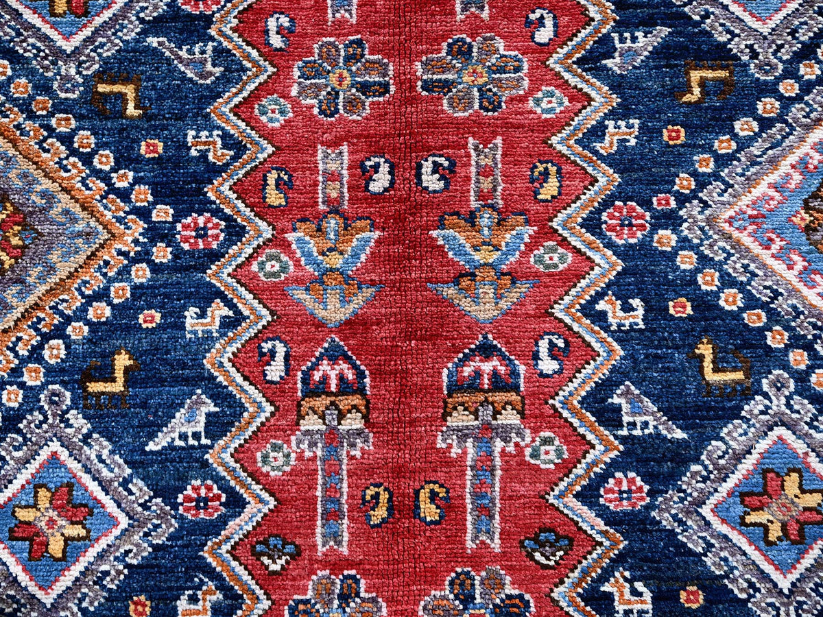 Ersari Kazak hand-knotted wool rug in Red, 8'3" x 9'11" — SKU O0556 (view 8)