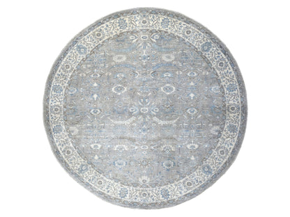 Grey 12'0" x 12'0" Oushak And Peshawar Hand knotted Wool Rug - Sku: O055710