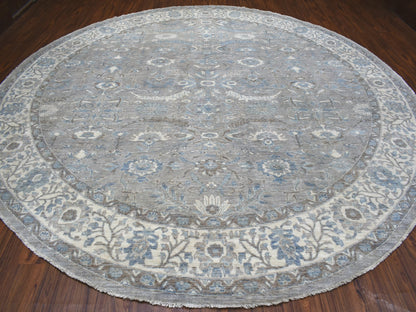 Grey 12'0" x 12'0" Oushak And Peshawar Hand knotted Wool Rug - Sku: O055710