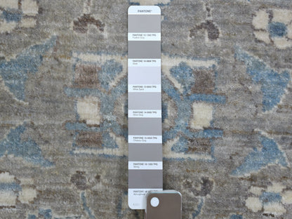 Grey 12'0" x 12'0" Oushak And Peshawar Hand knotted Wool Rug - Sku: O055710