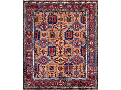 Beige 8'3" x 9'9" Kazak Hand knotted Wool Rug - Sku: O0557