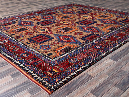 Beige 8'3" x 9'9" Kazak Hand knotted Wool Rug - Sku: O0557