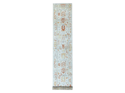 Ivory 2'7" x 15'7" Oushak And Peshawar Hand knotted Wool Rug - Sku: O055811