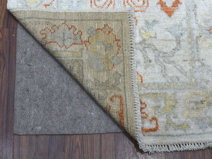 Ivory 2'7" x 15'7" Oushak And Peshawar Hand knotted Wool Rug - Sku: O055811