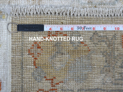 Ivory 2'7" x 15'7" Oushak And Peshawar Hand knotted Wool Rug - Sku: O055811