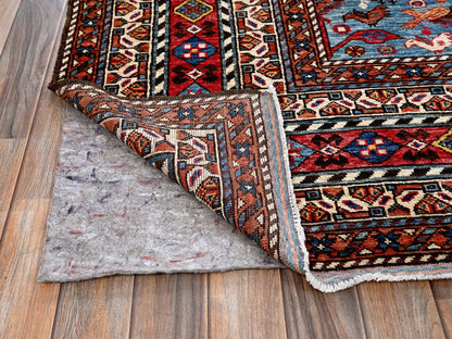 Ersari Kazak hand-knotted wool rug in Yellow & Red, 8'7" x 9'11" — SKU O0558 (view 4)