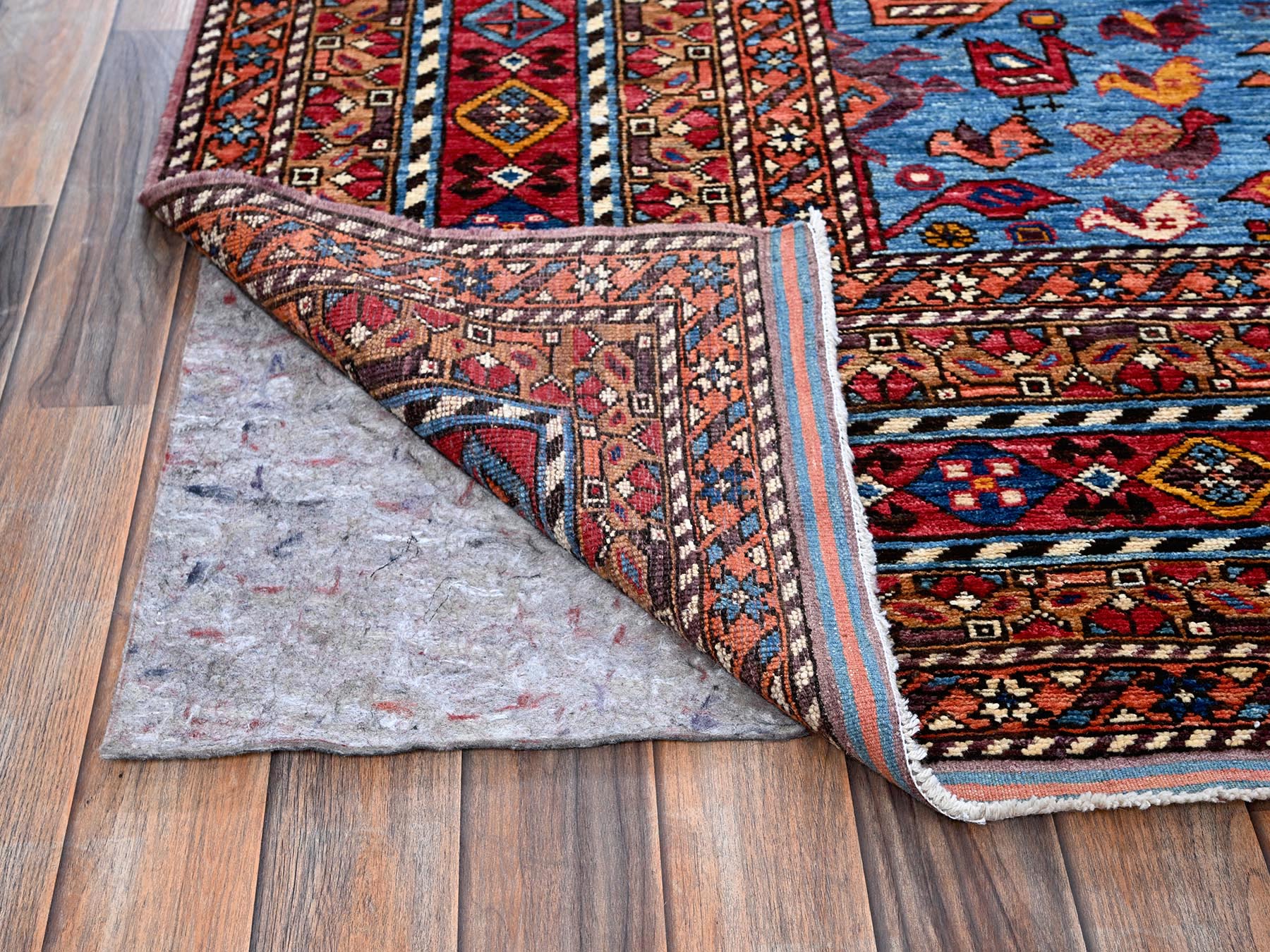 Ersari Kazak hand-knotted wool rug in Ivory & Red, 8'6" x 10'8" — SKU O0559 (view 4)