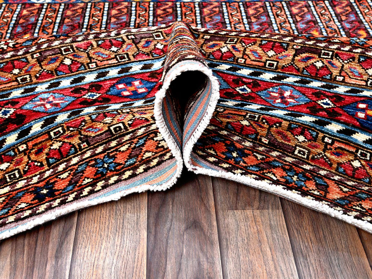 Ersari Kazak hand-knotted wool rug in Ivory & Red, 8'6" x 10'8" — SKU O0559 (view 5)