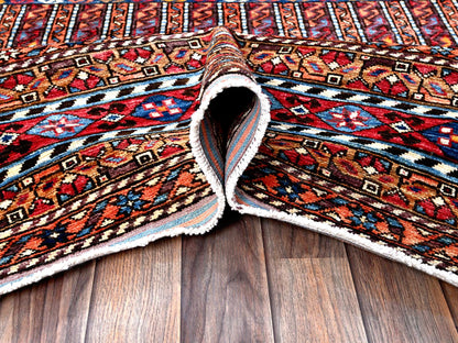 Ersari Kazak hand-knotted wool rug in Ivory & Red, 8'6" x 10'8" — SKU O0559 (view 5)