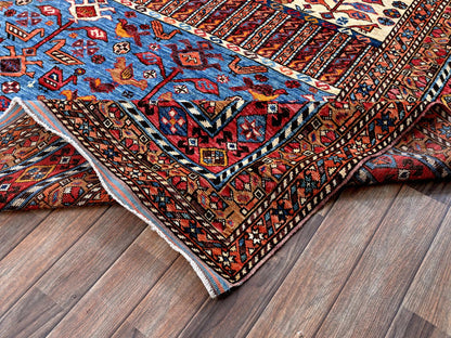 Ersari Kazak hand-knotted wool rug in Ivory & Red, 8'6" x 10'8" — SKU O0559 (view 6)