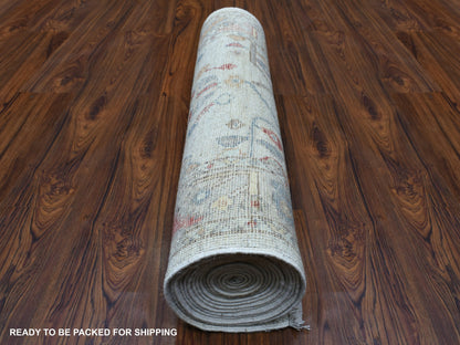 Grey 2'9" x 16'0" Oushak And Peshawar Hand knotted Wool Rug - Sku: O056089
